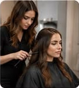 Stylist working on a client's hair